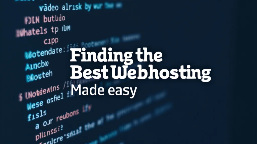 The image shows a graphic with a website interface and hosting options, simplifying finding the best webhosting made easy.
